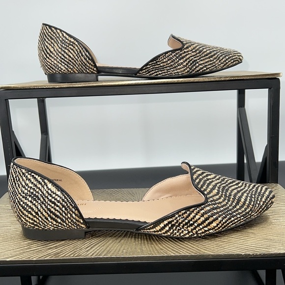 Isaac Mizrahi Size 10 NWOT Black and Tan Rattan Woven Slip-On Shoes - Picture 4 of 10